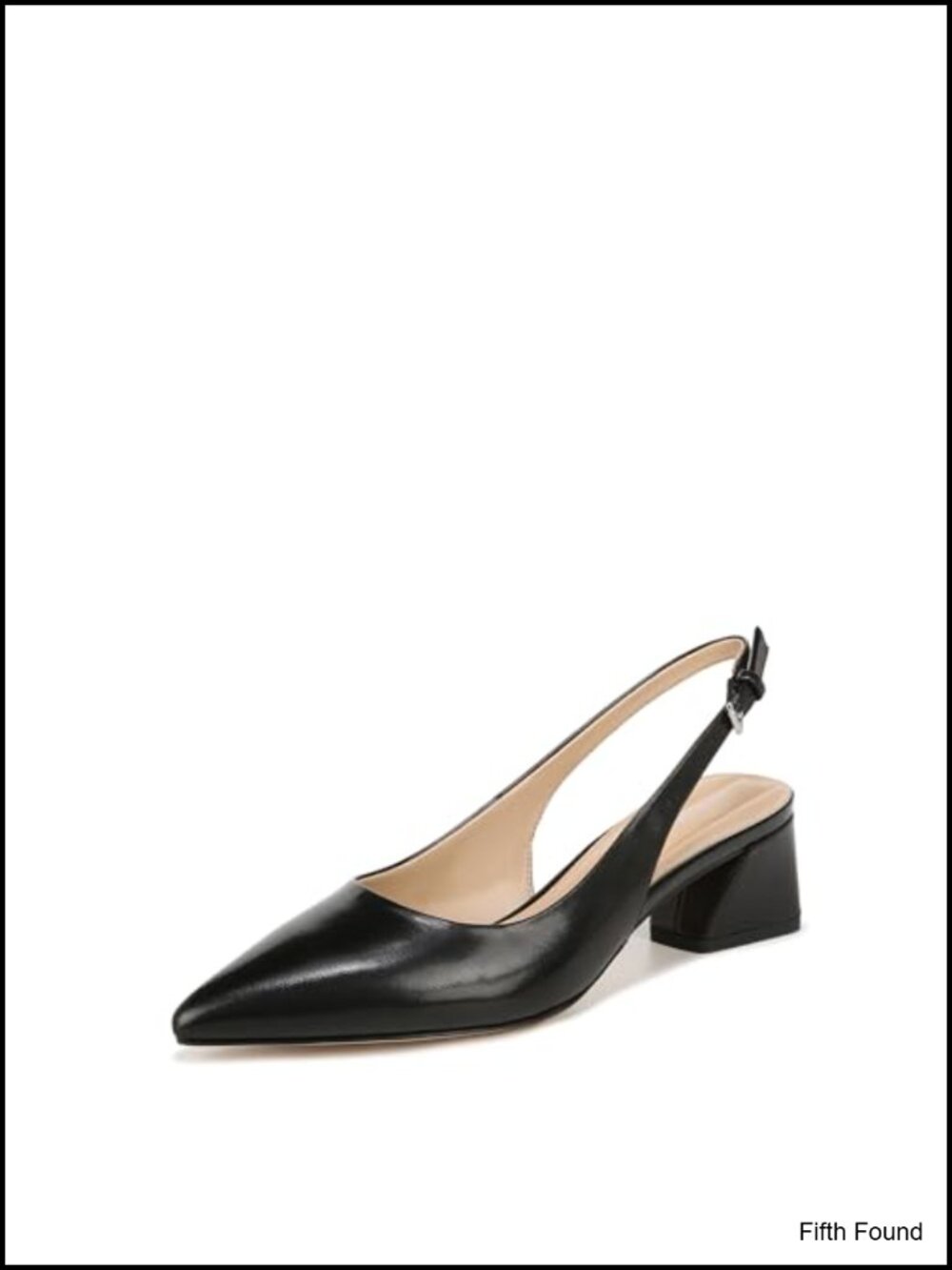 Pointed Toe Slingback Block Heel Pump Adjustable Buckle Office Party